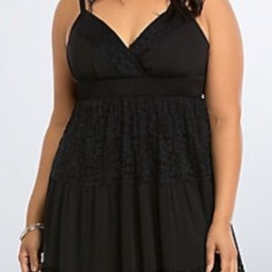 Black Chiffon Lace Spaghetti Strap Sundress